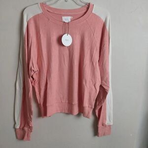 NIA Peachy And Cream Velour Long Sleeve Top Medium NWT